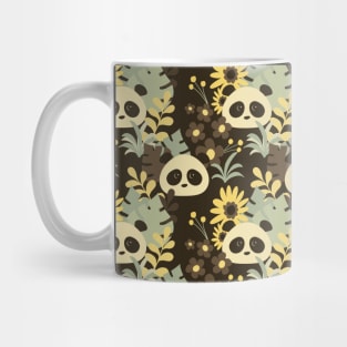 Boho Floral Pandas on Brown - 1000Pandas by Amanda Roos Mug